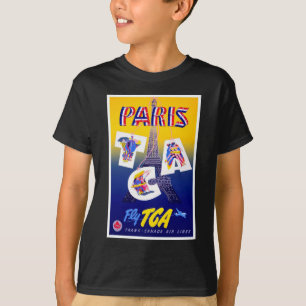 ヴィンテージエッフェルタワーパリエアトラベル広告ズ Tシャツ