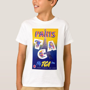 ヴィンテージエッフェルタワーパリエアトラベル広告ズ Tシャツ