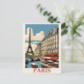 ヴィンテージエッフェルタワーパリフランスセーヌカフェ ポストカード (スタンド正面)