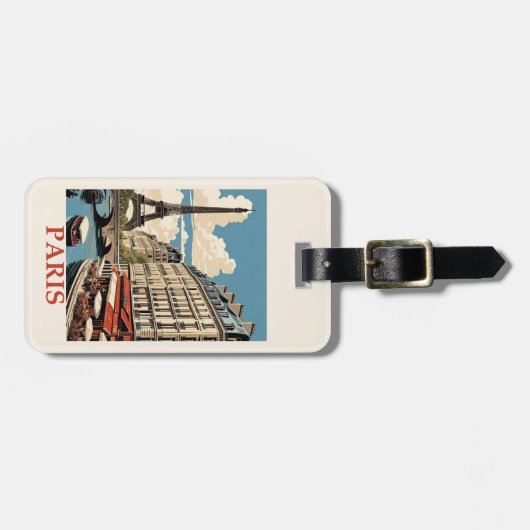 ヴィンテージエッフェルタワーパリフランスセーヌカフェ ラゲッジタグ (正面横)