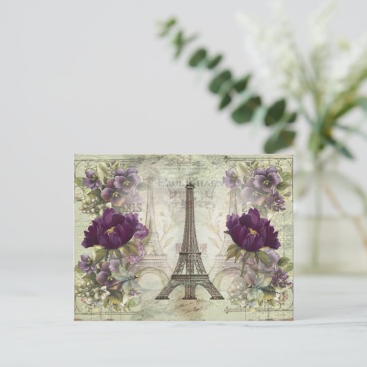 ヴィンテージエッフェルタワーパリフランスフラワーズ ポストカード (スタンド正面)