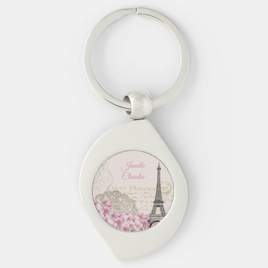 ヴィンテージエッフェルタワーパリポストカード キーホルダー (正面)