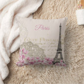 ヴィンテージエッフェルタワーパリポストカード クッション (ブランケット)