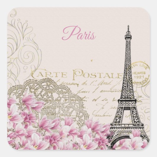 ヴィンテージエッフェルタワーパリポストカード スクエアシール (正面)