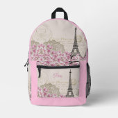 ヴィンテージエッフェルタワーパリポストカード プリントバックパック (正面)