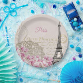 ヴィンテージエッフェルタワーパリポストカード ペーパープレート (パーティー)