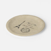 ヴィンテージエッフェルタワーパリポストマーク結婚ズ ペーパープレート (アングル)