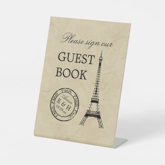ヴィンテージエッフェルタワーパリポストマーク結婚ズ 台座サイン (正面)