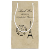 ヴィンテージエッフェルタワーパリポストマーク結婚式の引き出物 スモールペーパーバッグ (正面)