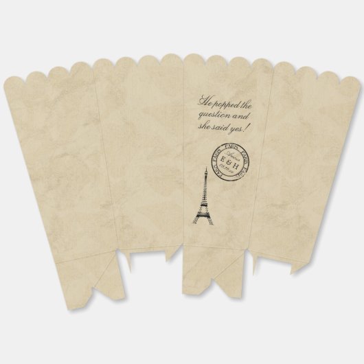 ヴィンテージエッフェルタワーパリポストマーク結婚式の引き出物 フェイバーボックス (見開き)