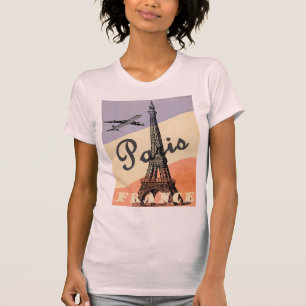 ヴィンテージエッフェルタワーパリヨーロッパエアトラベル Tシャツ