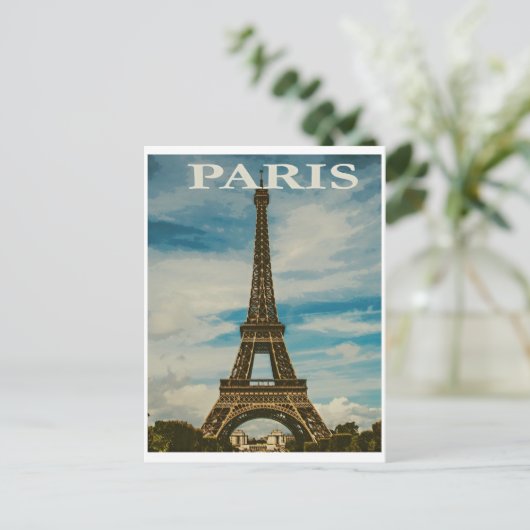 ヴィンテージエッフェルタワーパリヨーロッパ旅行写真 ポストカード (スタンド正面)