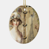 ヴィンテージエッフェルタワーパリ&ガールフランスの セラミックオーナメント (右)