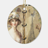 ヴィンテージエッフェルタワーパリ&ガールフランスの セラミックオーナメント (左)
