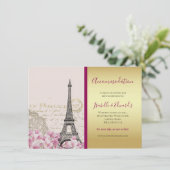 ヴィンテージエッフェルタワーピンク花金ゴールドブルゴーニュ エンクロージャーカード (スタンド正面)
