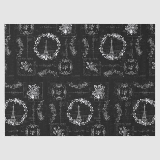 ヴィンテージエッフェルタワーブラックエフェメラデクページ 薄葉紙 (正面)