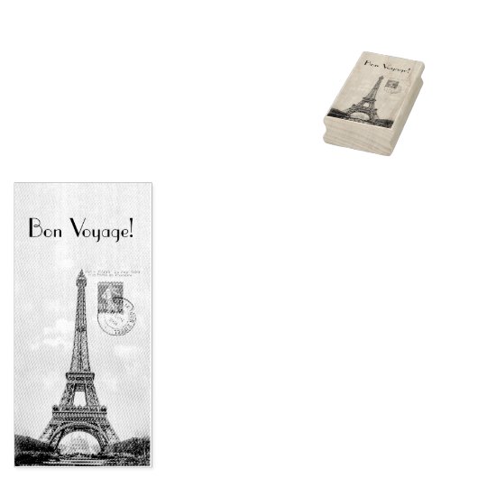 ヴィンテージエッフェルタワーポストカードセントアンプ ラバースタンプ (押印)