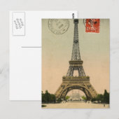 ヴィンテージエッフェルタワーポストカードデザイン ポストカード (正面/裏面)