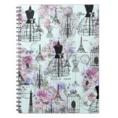 ヴィンテージエッフェルタワーマネキンフローラコラージュ ノートブック (正面)