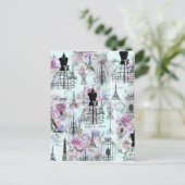 ヴィンテージエッフェルタワーマネキンフローラコラージュ ポストカード (スタンド正面)