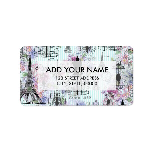 ヴィンテージエッフェルタワーマネキンフローラコラージュ ラベル (正面)