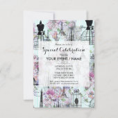 ヴィンテージエッフェルタワーマネキンフローラコラージュ 招待状 (正面)