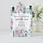 ヴィンテージエッフェルタワーマネキンフローラコラージュ 招待状 (スタンド正面)