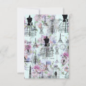 ヴィンテージエッフェルタワーマネキンフローラコラージュ 招待状 (裏面)