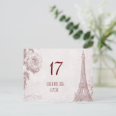 ヴィンテージエッフェルタワー結婚のテーブルカードはがき ポストカード (スタンド正面)