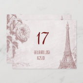 ヴィンテージエッフェルタワー結婚のテーブルカードはがき ポストカード (正面/裏面)
