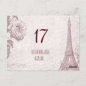 ヴィンテージエッフェルタワー結婚のテーブルカードはがき ポストカード (裏面)