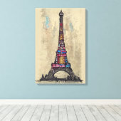 ヴィンテージエッフェルタワー キャンバスプリント (インサイチュ (ウッドフロア))