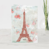 ヴィンテージエッフェルタワー，サンタ，パリクリスマス シーズンカード (裏面)