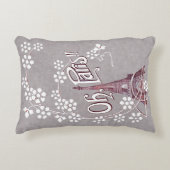 ヴィンテージエッフェルタワーOhパリフランスデイジー アクセントクッション (正面)