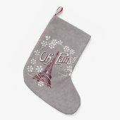 ヴィンテージエッフェルタワーOhパリフランスデイジー スモールクリスマスストッキング (正面 (吊り時))