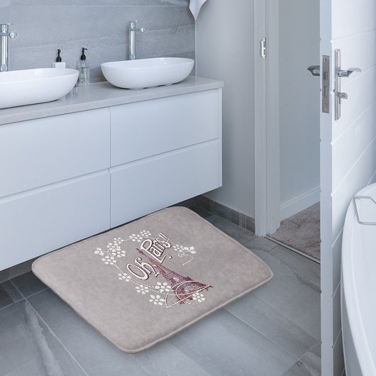 ヴィンテージエッフェルタワーOhパリフランスデイジー バスマット