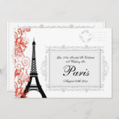 ヴィンテージエッフェルタ結婚ワーズインパリ 招待状 (正面/裏面)