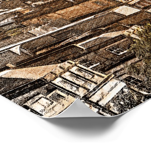 ヴィンテージエディンバラスコットランドパノラマビュー ポスター (角)