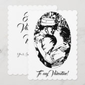 ヴィンテージエドワルディアンバレンタインの兵士の女性ホワイト シーズンカード (正面/裏面)