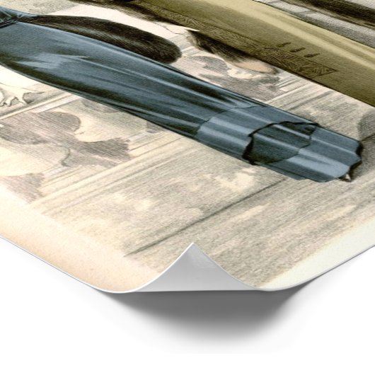 ヴィンテージエドワルドファッションイラストレーションレディースチャット ポスター (角)