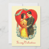 ヴィンテージエドワーディアンカップルフローラハートバレンタイン シーズンカード (正面)