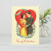 ヴィンテージエドワーディアンカップルフローラハートバレンタイン シーズンカード (スタンド正面)