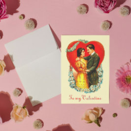 ヴィンテージエドワーディアンカップルフローラハートバレンタイン シーズンカード