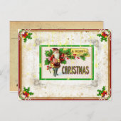 ヴィンテージエドワーディアンサンタクリスマスポストカード シーズンポストカード (正面/裏面)