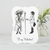 ヴィンテージエドワーディアンバレンタインの男の子の女の子の文字ホワイト シーズンカード (スタンド正面)