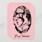 ヴィンテージエドワーディアンバレンタイン兵士の女性ピンク シーズンカード (正面/裏面)
