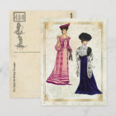 ヴィンテージエドワーディアンファッションモデルデイウェアドレス ポストカード (正面/裏面)