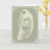 ヴィンテージエドワーディアンブライドグリーティングカード カード (黄色い花)