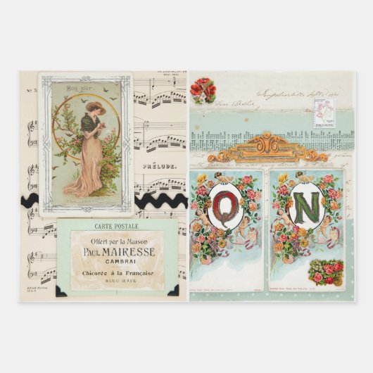 ヴィンテージエドワーディアン画像 ラッピングペーパーシート (正面2)