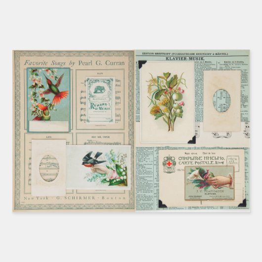 ヴィンテージエドワーディアン画像 ラッピングペーパーシート (正面)